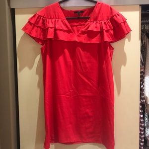 Veto Moda red ruffle sleeve dress.